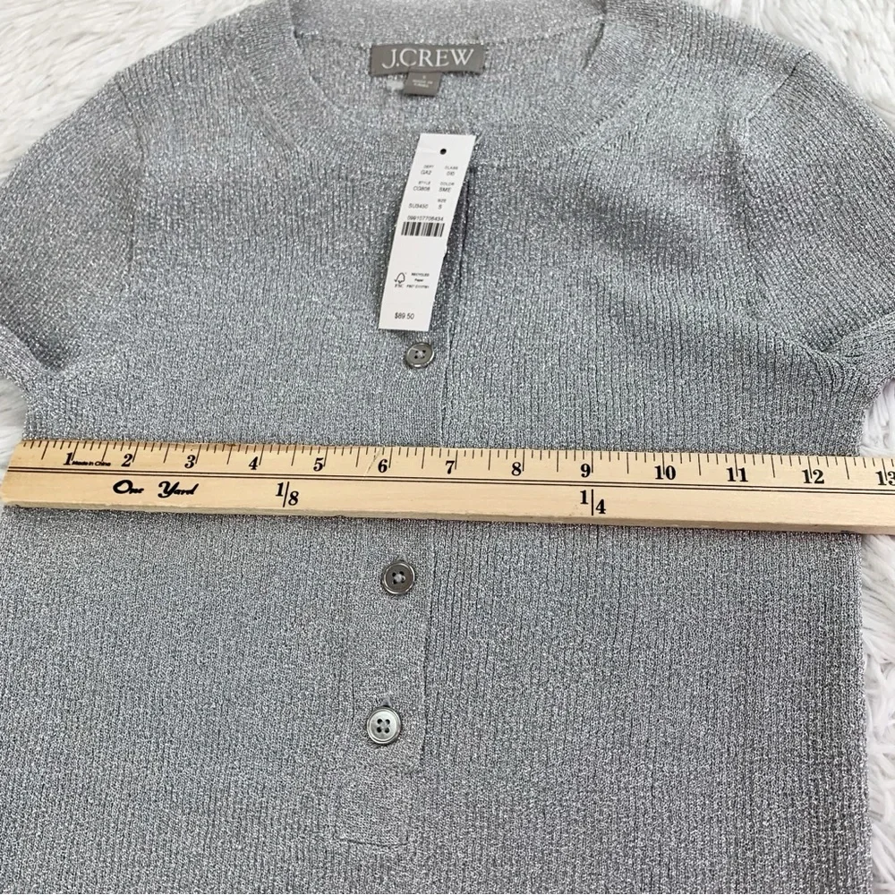 J Crew‎ NWT long sleeve Ribbed henley sweater with Lurex® metallic threads